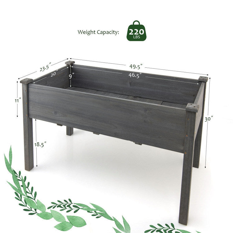 Wooden Raised Vegetable Garden Bed Elevated Grow Vegetable Planter Doba